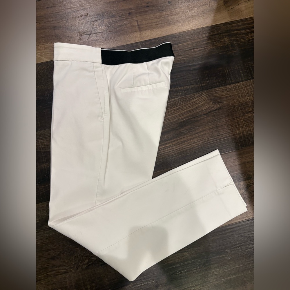 Zara women’s white pants with elastic Black Waistband